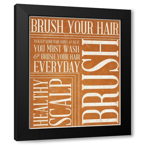 Bath Reminders III (Orange) Black Modern Wood Framed Art Print with Double Matting by SD Graphics Studio