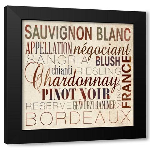 Wine Words II Black Modern Wood Framed Art Print with Double Matting by Studio, Sd Graphics