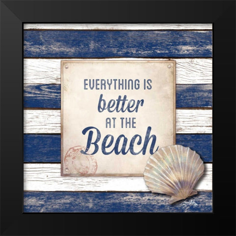 Beach Black Modern Wood Framed Art Print by Medley, Elizabeth