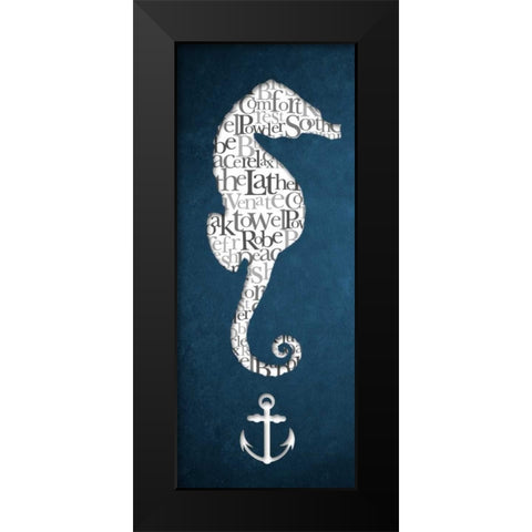 Bath Seahorse I Black Modern Wood Framed Art Print by Medley, Elizabeth