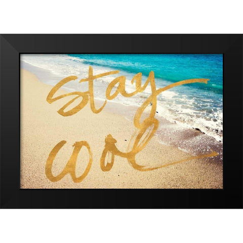 Stay Cool Ocean Black Modern Wood Framed Art Print by Acosta