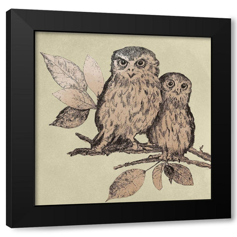 Neutral Little Owls II Black Modern Wood Framed Art Print by Pinto, Patricia