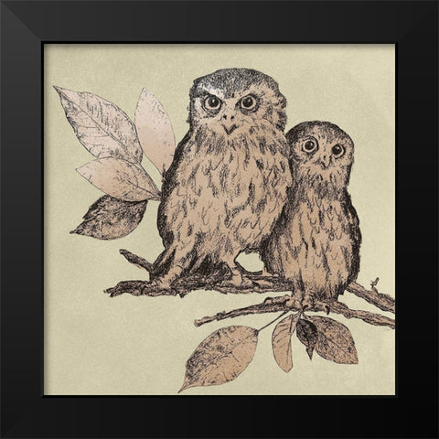 Neutral Little Owls II Black Modern Wood Framed Art Print by Pinto, Patricia