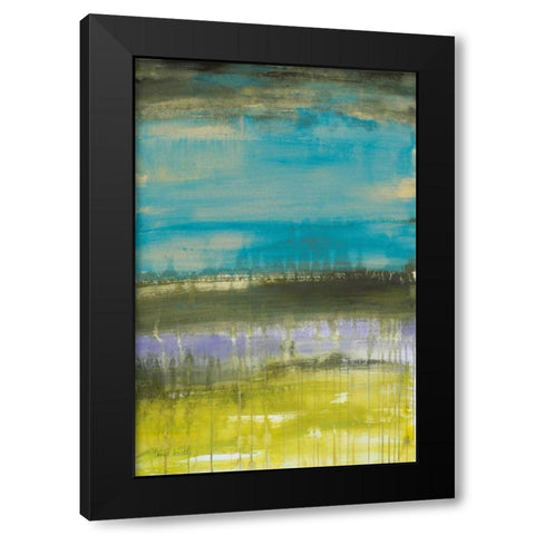 Teal September Rain II Black Modern Wood Framed Art Print with Double Matting by Loreth, Lanie