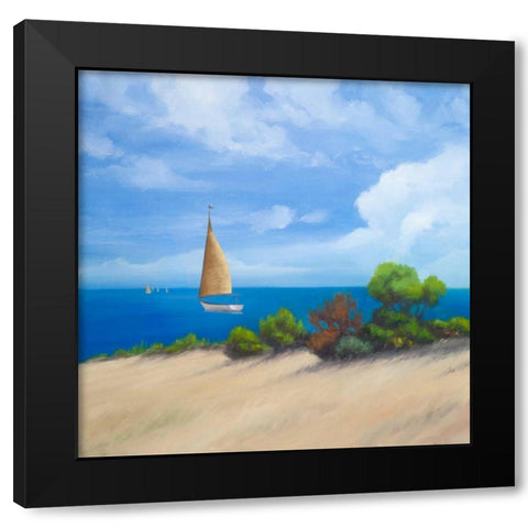 Sailboat on Coast I Black Modern Wood Framed Art Print with Double Matting by Rhyan, Vivien