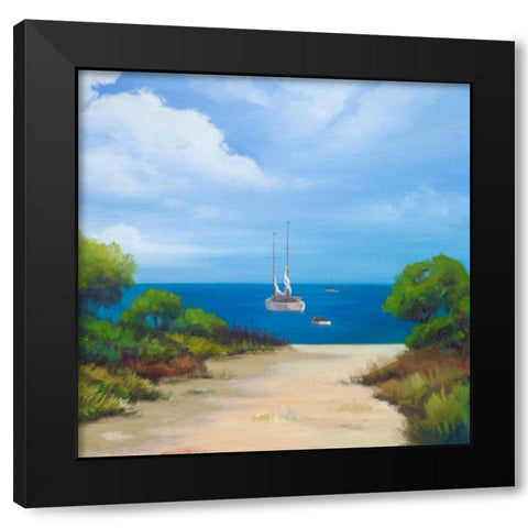 Sailboat on Coast II Black Modern Wood Framed Art Print by Rhyan, Vivien
