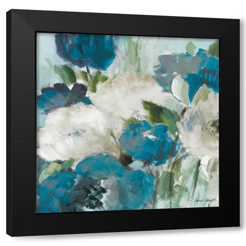 Indigo Power Square I Black Modern Wood Framed Art Print with Double Matting by Loreth, Lanie