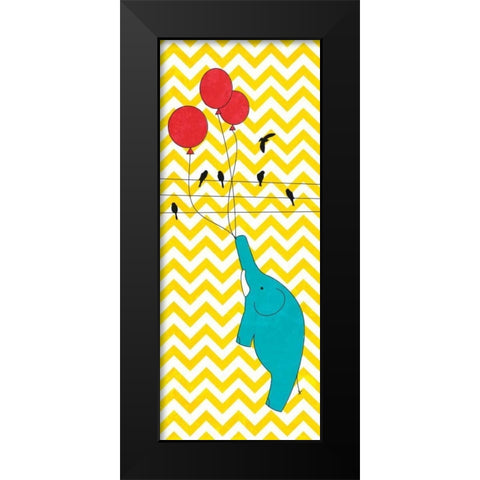 Floating Elephant Black Modern Wood Framed Art Print by SD Graphics Studio