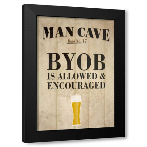 Man Cave Rules I Black Modern Wood Framed Art Print with Double Matting by SD Graphics Studio
