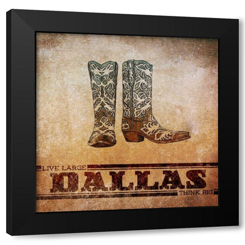 Dallas Black Modern Wood Framed Art Print with Double Matting by SD Graphics Studio