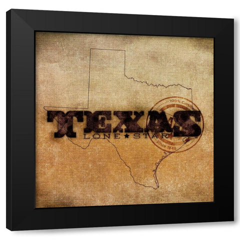 Texas Lone Star Black Modern Wood Framed Art Print with Double Matting by SD Graphics Studio