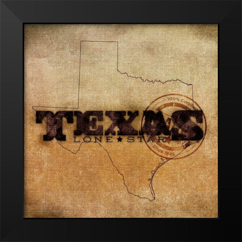 Texas Lone Star Black Modern Wood Framed Art Print by SD Graphics Studio