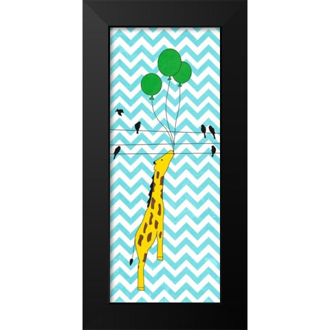 Floating Giraffe Black Modern Wood Framed Art Print by SD Graphics Studio