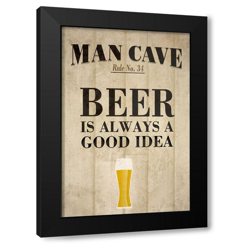 Man Cave Rules I Black Modern Wood Framed Art Print with Double Matting by SD Graphics Studio