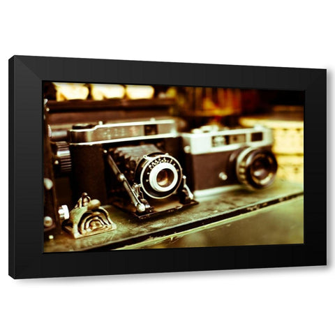 Vintage Cameras Black Modern Wood Framed Art Print with Double Matting by Bryant, Susan