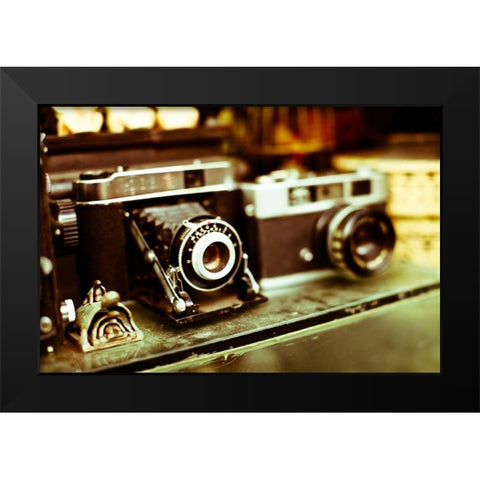 Vintage Cameras Black Modern Wood Framed Art Print by Bryant, Susan