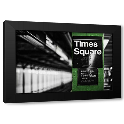 Times Square Subway Green Black Modern Wood Framed Art Print by Bryant, Susan