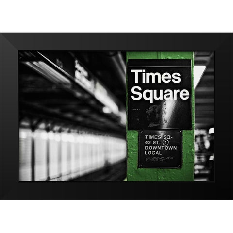 Times Square Subway Green Black Modern Wood Framed Art Print by Bryant, Susan