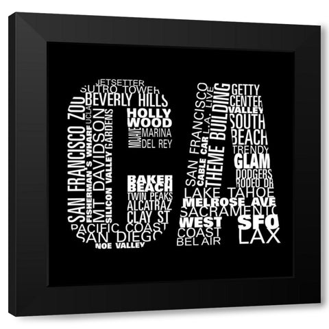 CA Type II Black Modern Wood Framed Art Print by SD Graphics Studio