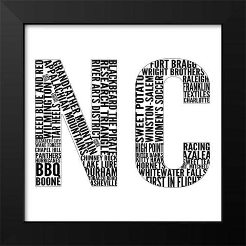 NC Type Black Modern Wood Framed Art Print by SD Graphics Studio