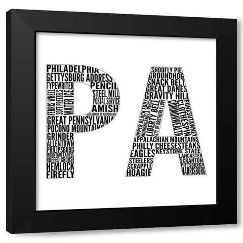 PA Type Black Modern Wood Framed Art Print by SD Graphics Studio