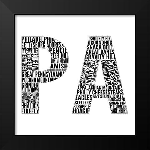 PA Type Black Modern Wood Framed Art Print by SD Graphics Studio