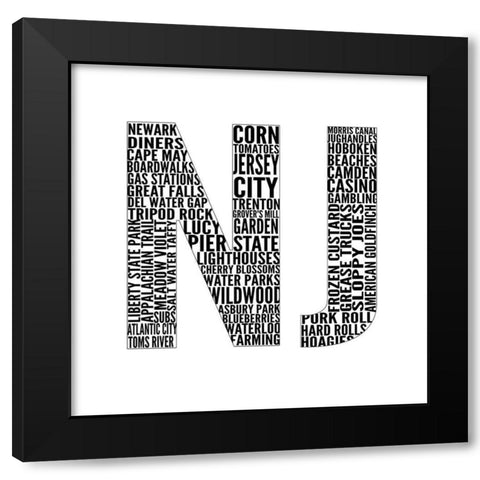NJ Type Black Modern Wood Framed Art Print with Double Matting by SD Graphics Studio