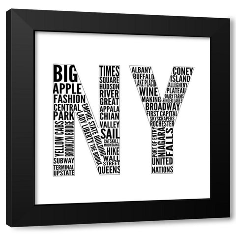 NY Type Black Modern Wood Framed Art Print by SD Graphics Studio