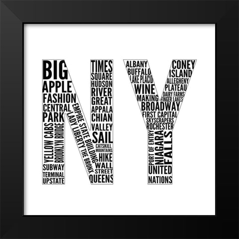 NY Type Black Modern Wood Framed Art Print by SD Graphics Studio