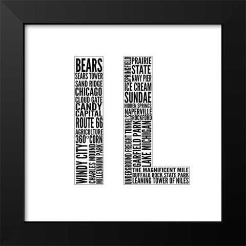 IL Type Black Modern Wood Framed Art Print by SD Graphics Studio