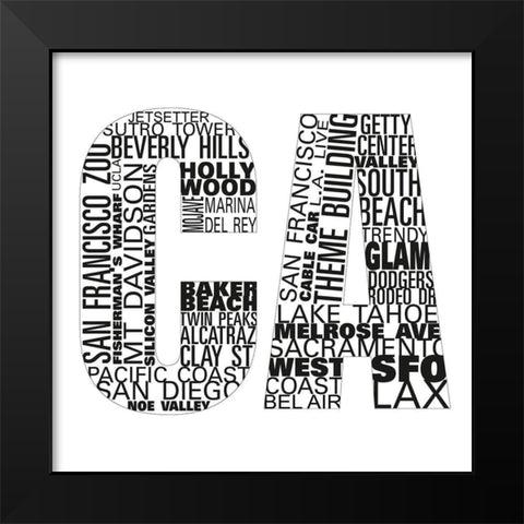 CA Type I Black Modern Wood Framed Art Print by SD Graphics Studio