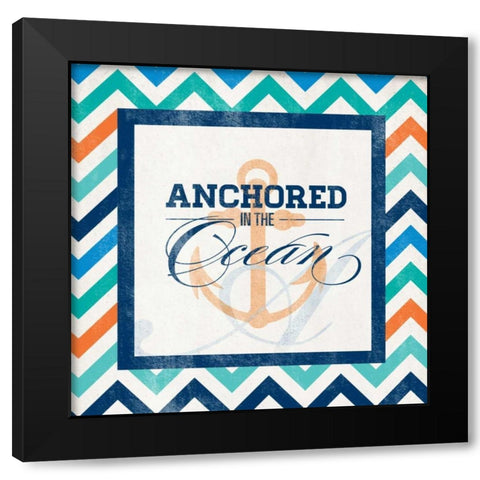 Anchored Black Modern Wood Framed Art Print by SD Graphics Studio