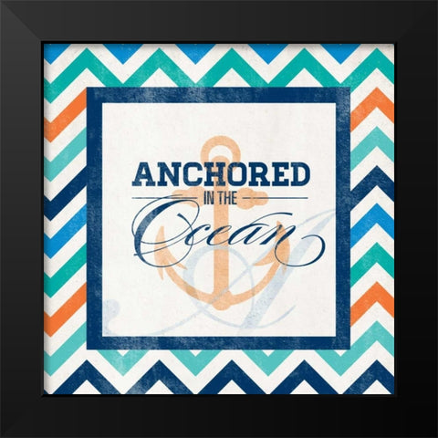 Anchored Black Modern Wood Framed Art Print by SD Graphics Studio