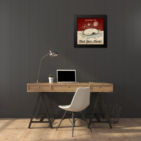 Brush Your Teeth Black Modern Wood Framed Art Print by SD Graphics Studio