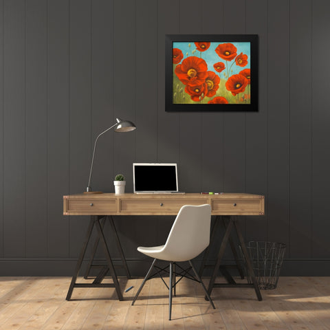 Field of Poppies I Black Modern Wood Framed Art Print by Rhyan, Vivien