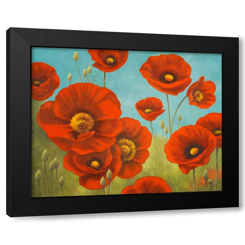 Field of Poppies I Black Modern Wood Framed Art Print by Rhyan, Vivien