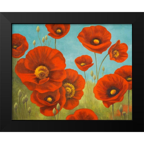 Field of Poppies I Black Modern Wood Framed Art Print by Rhyan, Vivien
