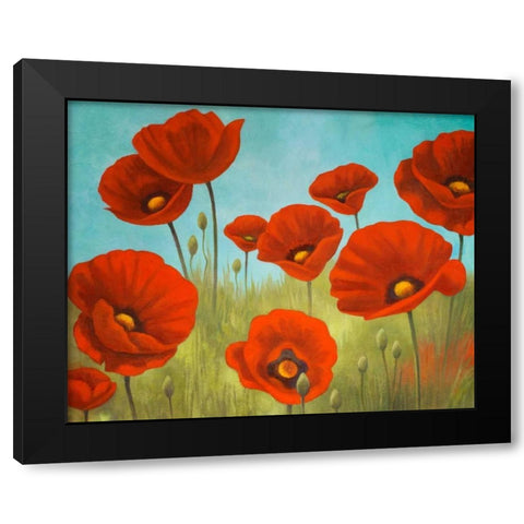 Field of Poppies II Black Modern Wood Framed Art Print with Double Matting by Rhyan, Vivien
