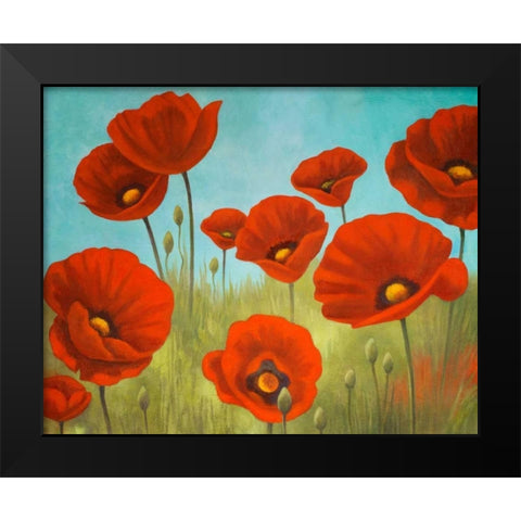 Field of Poppies II Black Modern Wood Framed Art Print by Rhyan, Vivien