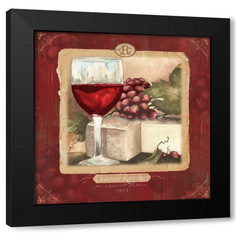 Wine and Cheese I Black Modern Wood Framed Art Print by Medley, Elizabeth