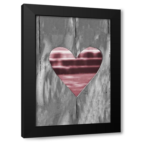 Pink Woodcut Heart I Black Modern Wood Framed Art Print by Peck, Gail