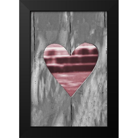 Pink Woodcut Heart I Black Modern Wood Framed Art Print by Peck, Gail