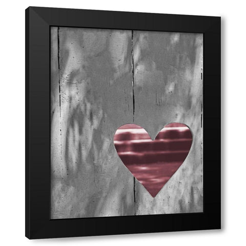 Up and Down Pink Woodcut Heart I Black Modern Wood Framed Art Print by Peck, Gail