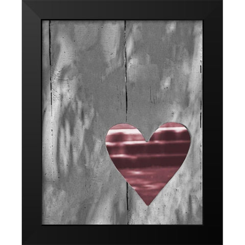 Up and Down Pink Woodcut Heart I Black Modern Wood Framed Art Print by Peck, Gail