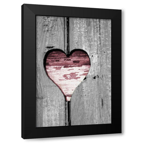Pink Woodcut Heart II Black Modern Wood Framed Art Print by Peck, Gail