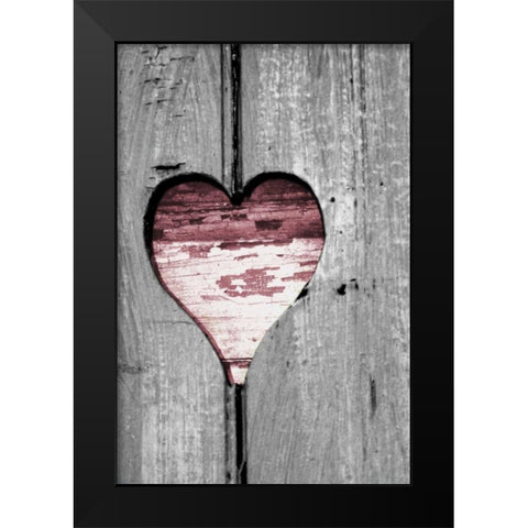 Pink Woodcut Heart II Black Modern Wood Framed Art Print by Peck, Gail
