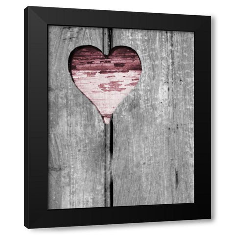 Up and Down Pink Woodcut Heart II Black Modern Wood Framed Art Print by Peck, Gail