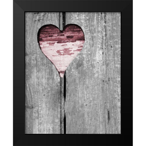Up and Down Pink Woodcut Heart II Black Modern Wood Framed Art Print by Peck, Gail