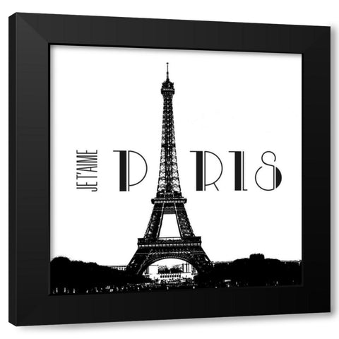 Je Taime Paris Black Modern Wood Framed Art Print with Double Matting by Navas, Emily