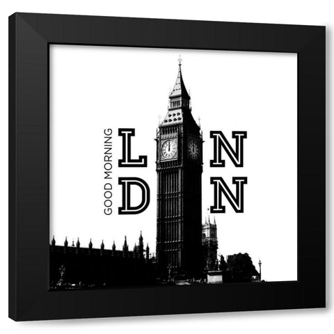 Good Morning London Black Modern Wood Framed Art Print with Double Matting by Navas, Emily